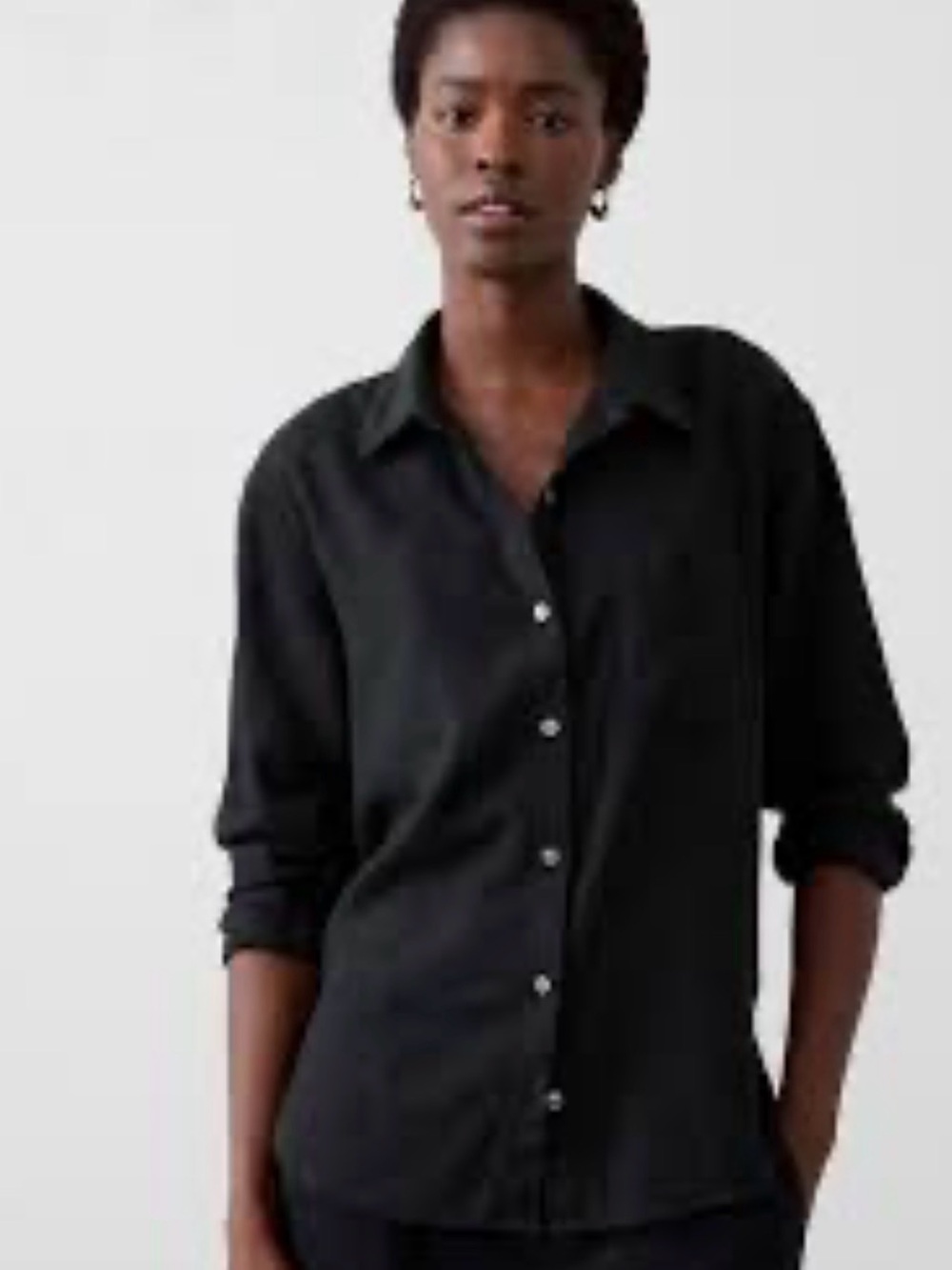 Banana Republic Factory Black Linrn Blend Button-Down Shirt